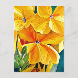 Carte Postale Wallflower originale aquarelle art floral