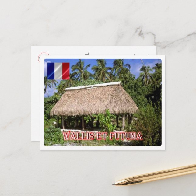 Carte Postale Wallis-et-Futuna - Fale sur Faioa - (Devant/Arrière en situation)