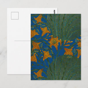 Carte Postale Walter Crane Modèle floral à l'ancienne Day Lily
