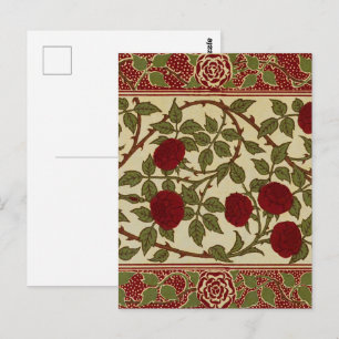 Carte Postale Walter Crane Vintage Rosamund Rouge Rose Floral Ar