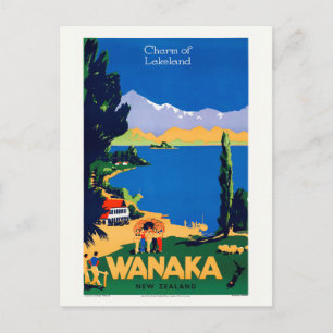 Carte Postale Wanaka New Zealand Poster vintage années 1930