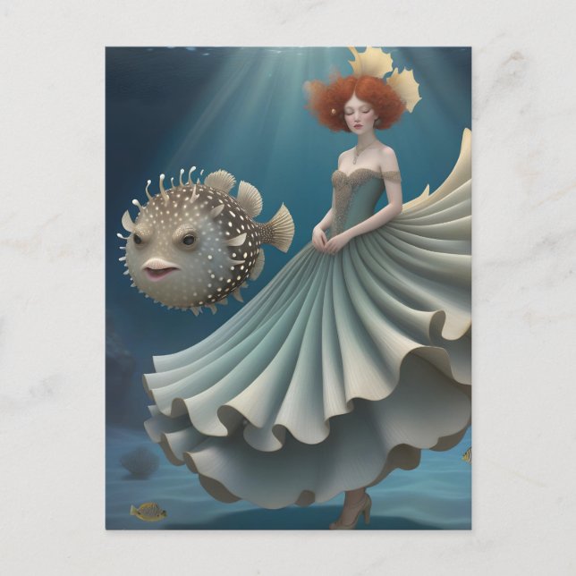 Carte Postale Wanda et un poisson-globe (Devant)