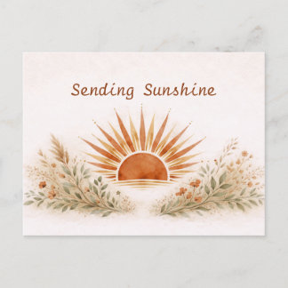 Carte Postale Warm Terracotta Boho Sunburst Botanical