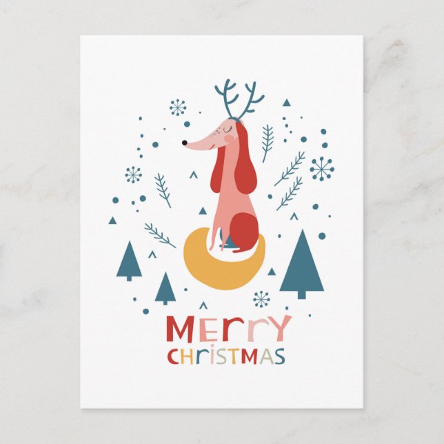 Carte Postale  Warm wish Cute Dog Postcard in Christmas (Devant)