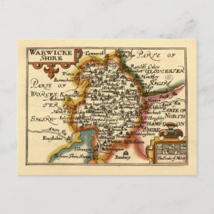 Carte Postale Warwickshire Comté Angleterre Ancien Antiquaire Ca