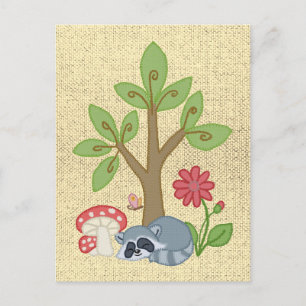 Carte Postale Waschbär unterm Baum