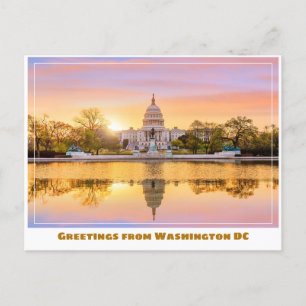 Carte Postale Washington DC US Capitol Sunset w Réflexion
