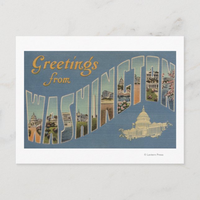 Carte Postale Washington (État) - Scènes de grandes lettres (Devant)