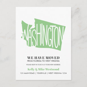 Carte Postale WASHINGTON Nous avons déménagé Nouvelle adresse No