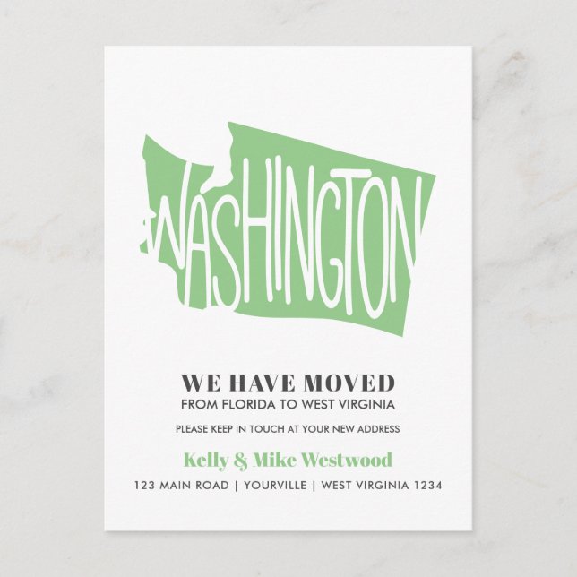 Carte Postale WASHINGTON Nous avons déménagé Nouvelle adresse No (Devant)
