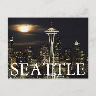 Carte Postale Washington, Seattle, Skyline la nuit à partir de K
