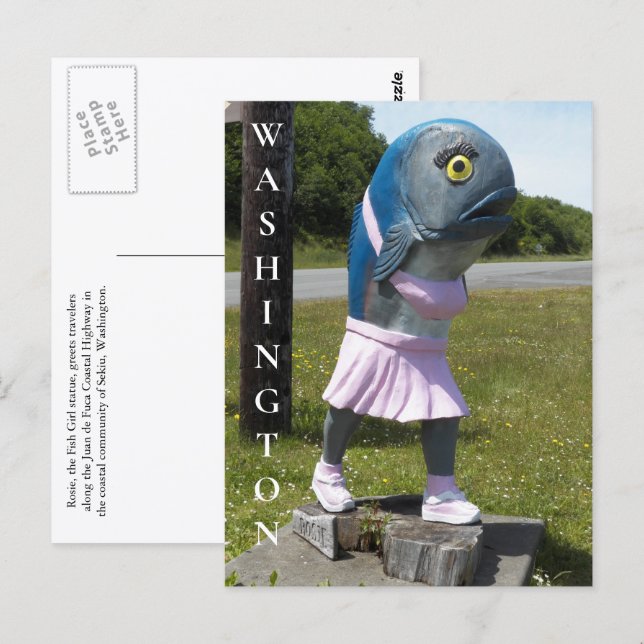 Carte Postale Washington State Fish Girl Statue Voyage (Devant / Derrière)
