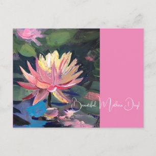 Carte Postale Water Lillie, fleur rose