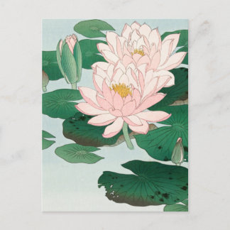 Carte Postale Water Lily par Ohara Koson, Floral Art Japonais