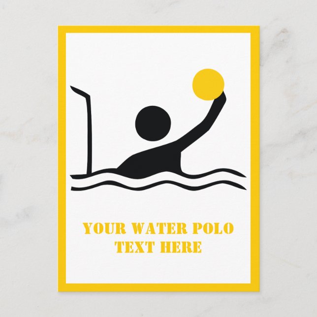 Carte Postale Water polo player black silhouette custom (Devant)