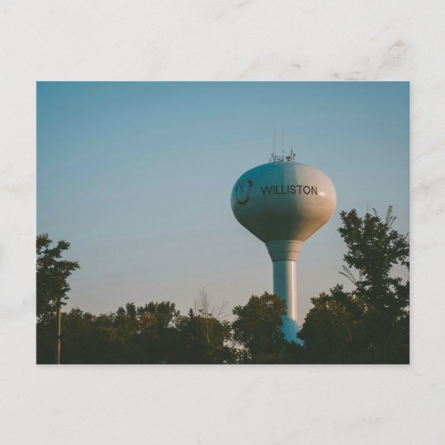 Carte Postale Water Tower À Williston, Dakota Du Nord (Devant)