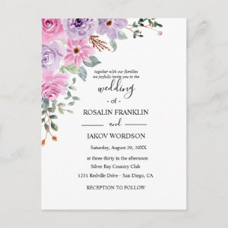 Carte Postale watercoloer floral wedding Postcard