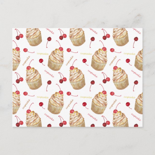Carte Postale Watercolor cupcakes (Devant)