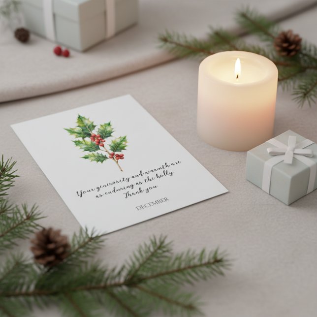CARTE POSTALE WATERCOLOR DECEMBER HOLLY BIRTH FLOWER (Créateur téléchargé)