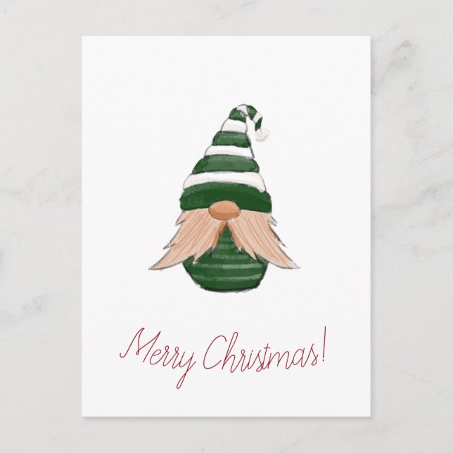 Carte Postale Watercolor drawing Christmas gnome  (Devant)