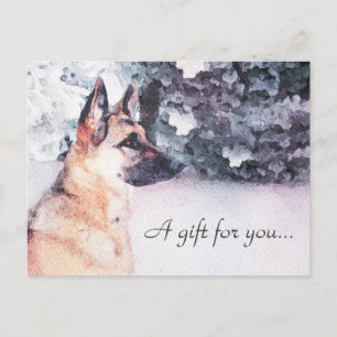 Carte Postale Watercolor German Shepherd Certificat cadeau