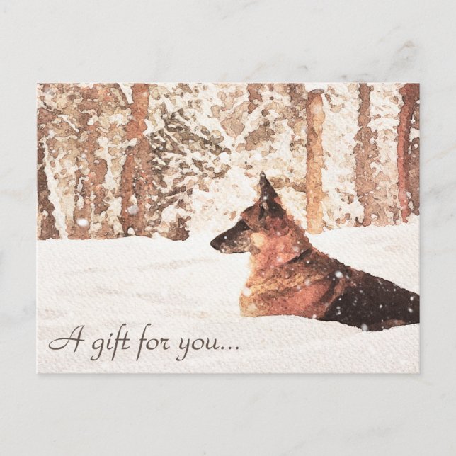 Carte Postale Watercolor German Shepherd Certificat cadeau (Devant)