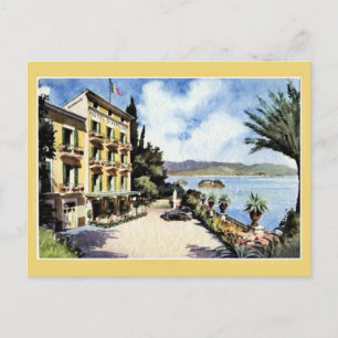 Carte Postale Watercolor Lake Maggiore Stresa Hotel Simplon