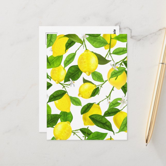 Carte Postale Watercolor Lemon (Devant/Arrière en situation)