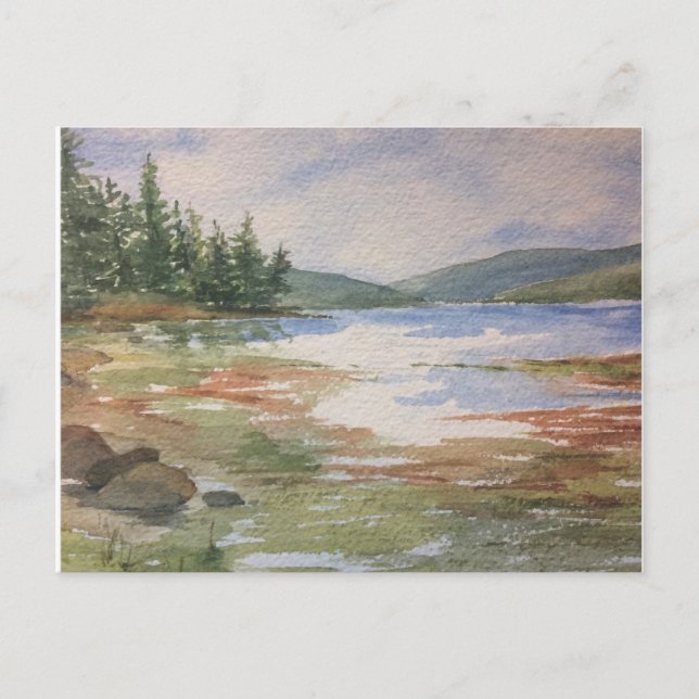 Carte postale Watercolor Maine Low Tide Coastside (Devant)