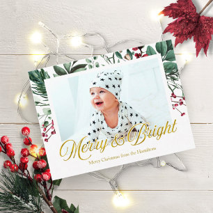 Carte Postale Watercolor Merry And Bright Christmas