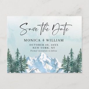 Carte Postale Watercolor Mountains Forest Wedding Enregistrer la