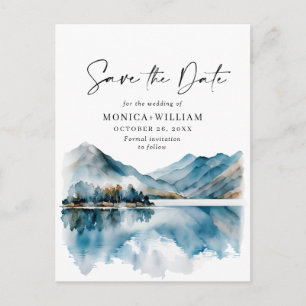 Carte Postale Watercolor Mountains Forest Wedding Enregistrer la