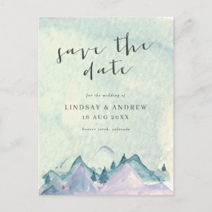 Carte Postale Watercolor Mountains Wedding Enregistrer la date