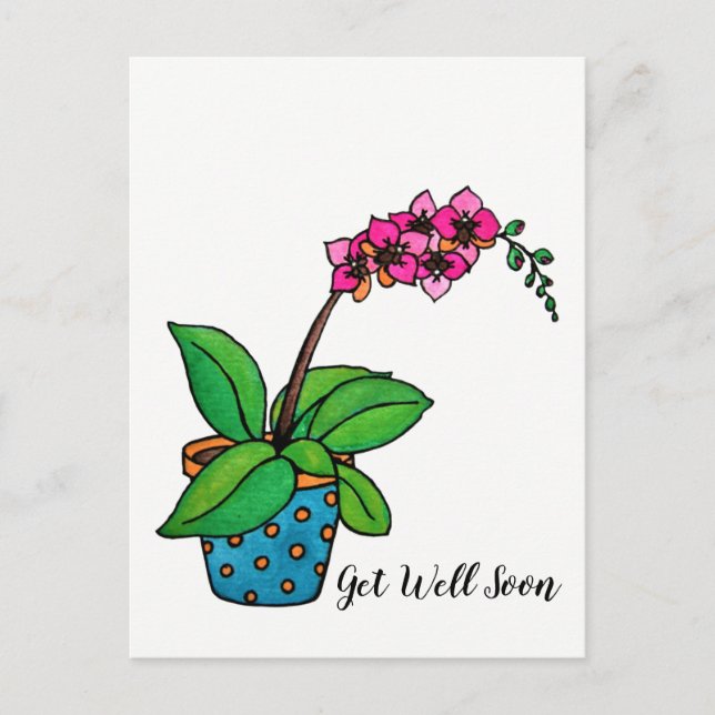 Carte Postale Watercolor Orchid Plant (Devant)