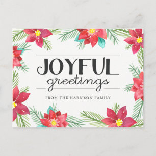 Carte postale Watercolor Poinsettias Holiday