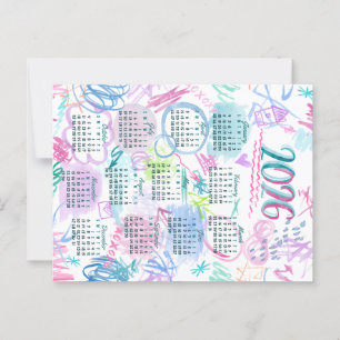 Carte Postale Watercolor Scribbles Calendrier Tea Towel 2026