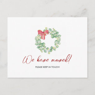 Carte Postale Watercolor Wreath We’ve Moving Christmas Postcard