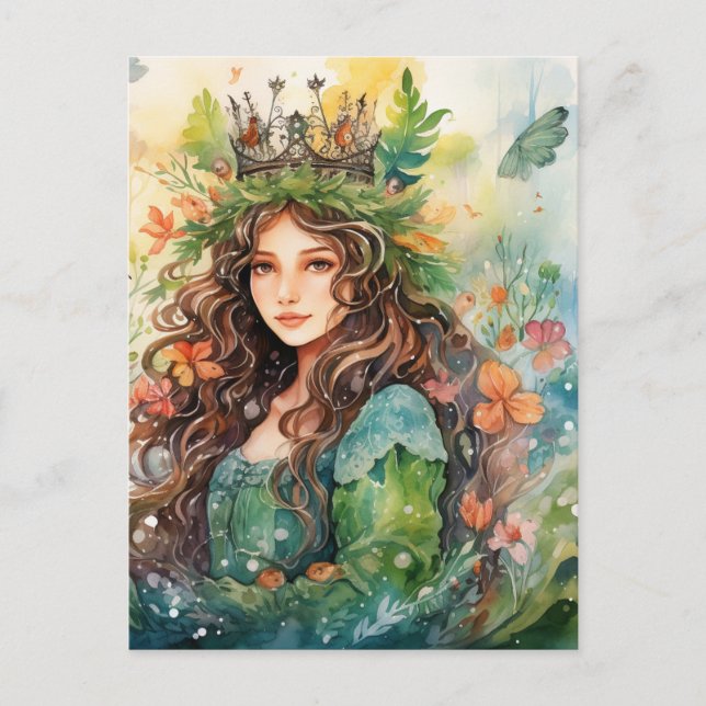 Carte Postale Watercolour Forest Princess (Devant)