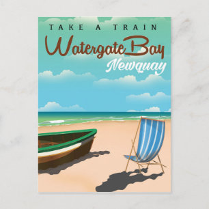 Carte Postale Watergate Bay, affiche de voyage de style vintage