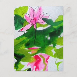 Carte Postale Waterlily abstract watercolour flower art