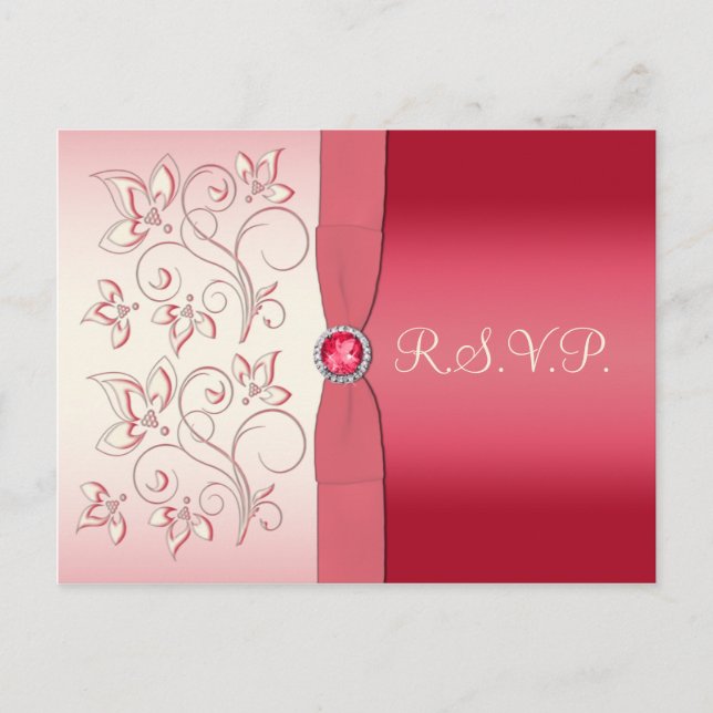 Carte postale Watermelon Pink and Ivory R.S.V.P. (Devant)
