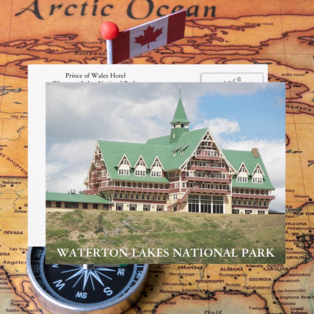 Carte Postale Waterton Lakes National Park Hotel Travel (In Situ Map)