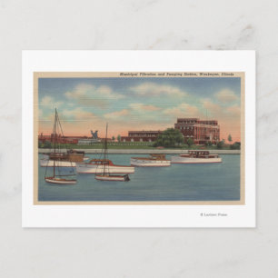 Carte Postale Waukegan, IL - Vue de la station de pompage munici