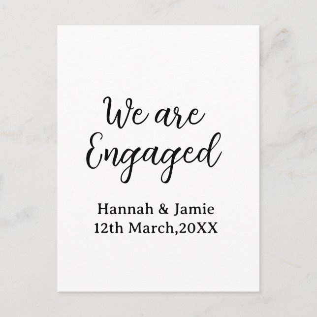 Carte Postale We are Engaged couple name date calligraphystylish (Devant)
