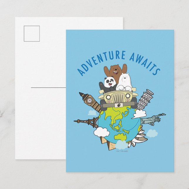 Carte Postale We Bare Bears - Adventure Await (Devant / Derrière)