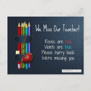 Carte Postale We Miss Our Teacher Poem from Students