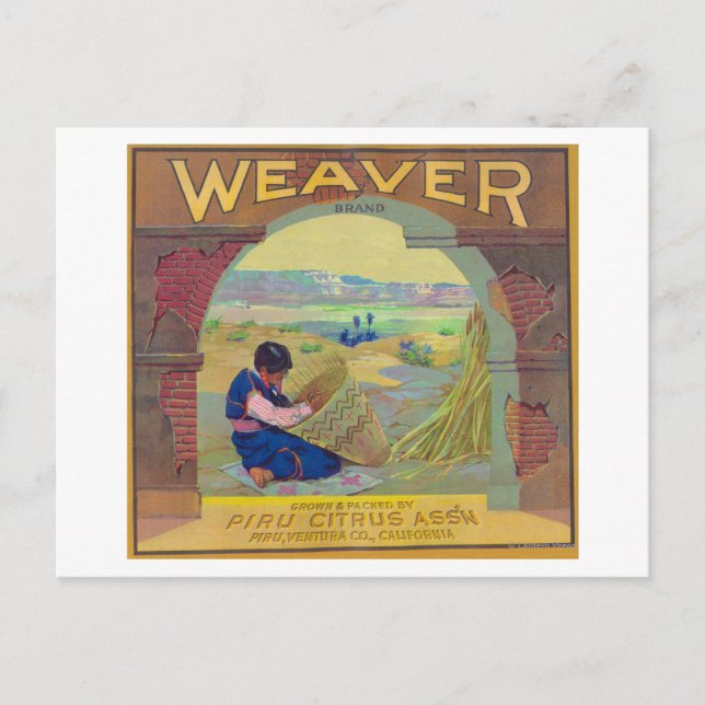 Carte Postale Weaver Orange LabelPiru, CA (Devant)
