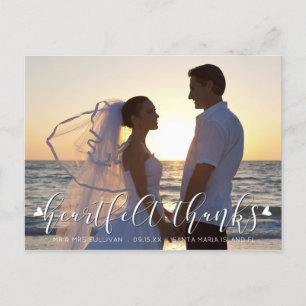 Carte Postale Wedding Script HEARTFELT THANKS  Front/Back Photos