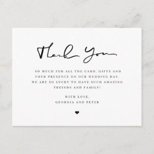 Carte Postale Wedding script thank you card message guests