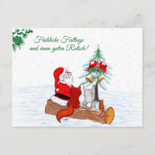 Carte Postale Weihnachtsmann Kaninchen Fox Eichhörnchen, Deutsch